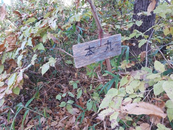 上赤阪城跡の本丸への案内板